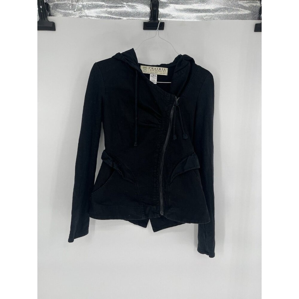 Prairie Underground Graphite Hooded Zip Jacket Size S Organic Cotton USA Made